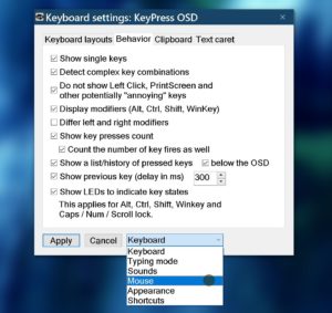 Keyboard preferences in KeyPress OSD .